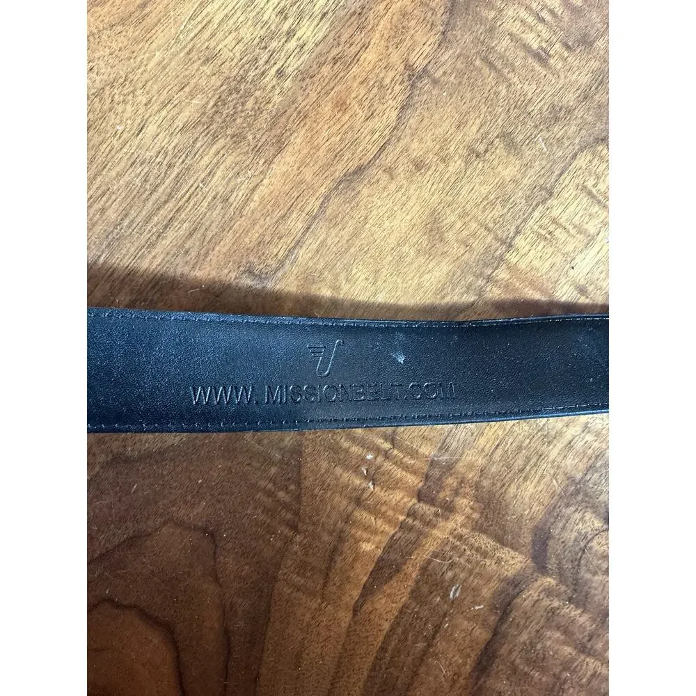 Mission Belt Men's Black Leather‎ 35mm Silver Buckle